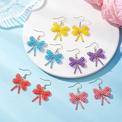 (52) Непрозрачная лаванда Серьги-подвески из нержавеющей стали и стекла с бантом, реальный 304 k позолоченный, разноцветные, 18 мм