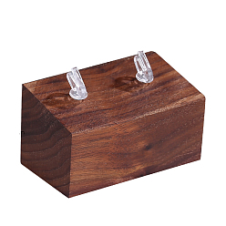 Coconut Brown Wood Couple Rings Display Stands, Wooden Finger Ring Holder, Rectangle, Coconut Brown, 4.5x8x4.5cm