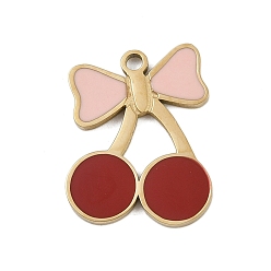 Вишня 304 нержавеющей стальной эмали подвески, золотые, вишня, 18x15x1 мм, отверстие : 1.6 мм