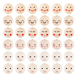 (52) Непрозрачная лаванда 48шт 6 стили деревянные европейские бусины, бусины с большим отверстием, круглые, разноцветные, 19~20x17~18 мм, отверстие : 4.5~5 мм, 8 шт / стиль