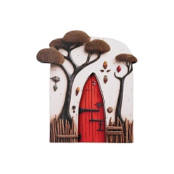 Дерево Украшения для деревянных дверей, миниатюрная волшебная дверь на елку, для дома, садовые украшения, дверь дерева, дерево, 100x90 мм