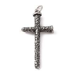 Античное Серебро 316 большие подвески из хирургической нержавеющей стали, с целью перехода в кольце, крест очарование, античное серебро, 62.5x32x9 мм, отверстие : 6.5 мм