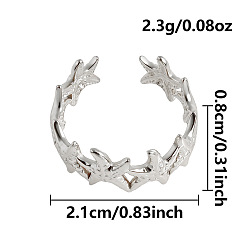 Морская звезда Морские животные 304 открытые кольца манжеты из нержавеющей стали, цвет нержавеющей стали, морская звезда, 8 мм, внутренний диаметр: 21 мм