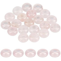 Rose Quartz 20Pcs Natural Rose Quartz European Beads, Large Hole Beads, Rondelle, 14x7~8mm, Hole: 6mm