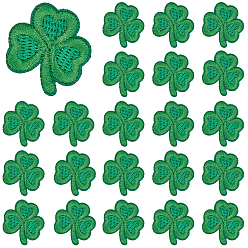 Зеленый 40шт. самоклеящиеся нашивки из ткани с компьютерной вышивкой ко Дню Святого Патрика, наклеить патч, аксессуары для костюма, аппликация, клевер, зелёные, 26.5x26x1.5 мм
