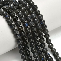 Лабрадорита Натуральные черные лабрадоритные бусинки, круглые, 6 мм, отверстие : 0.8 мм, около 68 шт / нитка, 15.16 дюйм (38.5 см)
