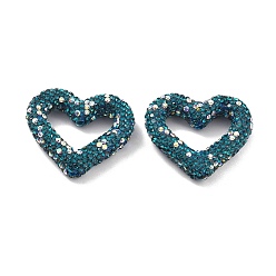 Синий Циркон Бусины из полимерной глины в форме сердца со стразами, Фокальные бусины для самодельного брелока для телефона, принадлежности для изготовления ручек и ювелирных изделий, синий циркон, 27.5x33.5x8 мм, отверстие : 2 мм