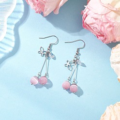 Платина Кошачий глаз свисает с серьгами, круглые, с 304 нержавеющей стали, платина, 54 мм