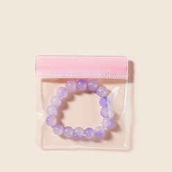 Pink Прозрачные ПВХ-пакеты для ювелирных изделий с застежкой-молнией, водонепроницаемые самозапечатывающиеся пакеты, прямоугольные, розовые, 10x10 см