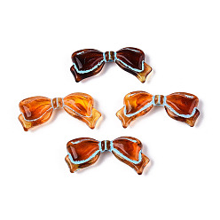Сиена Окрашенные прозрачные акриловые бусины, Имитация янтаря, бантом, цвет охры, 14x29x6 мм, отверстие : 1.6 мм, Около 467 шт / 500 г