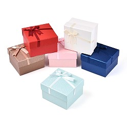 (52) Непрозрачная лаванда Картонные коробки для хранения ювелирных изделий и часов, для часов браслеты, с бантом снаружи и белой подушечкой внутри, прямоугольные, разноцветные, 8.5x9x5.8 см