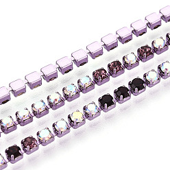 Свет Аметист Железо горный хрусталь чашка цепи, с катушкой, светлый аметист, 2x2x2 мм, около 30.00 футов (9.14 м) / рулон