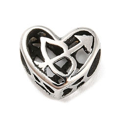 Стрелец 316 полые бусины из хирургической нержавеющей стали, сердце с двенадцатью созвездиями, Стрелец, Стрелец, 10x12x6.5 мм, отверстие : 4 мм