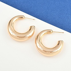 Настоящее золото 18K Латунь серьги, c-образный, реальный 18 k позолоченный, 29x9 мм