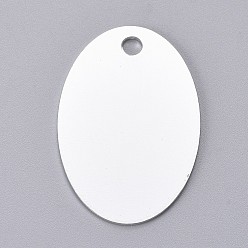 Silver Pet Aluminium Pendants, Stamping Blank Tag, Oval, Silver, 38x25x1mm, Hole: 3.5mm