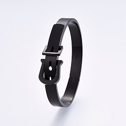 Черный Цвет Металла 304 браслеты из нержавеющей стали, металлический черный , 1-7/8 дюйм (4.8 см) ~ 2 дюйм (5 см) x 2-3/8 дюйм (6.2 см) ~ 2-3/4 дюйм (7 см), 8~15 мм