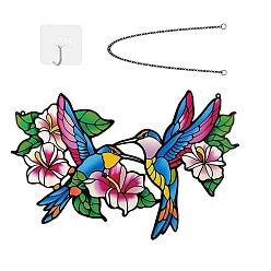 Разноцветный Колибри цветок железный настенный декор, для сада, крыльца, патио, балкона, украшения, с цепью и крючком, красочный, 201x305 мм