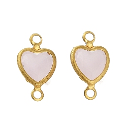 Лавандовый румянец Латунные подвески для стеклянных соединителей pave k9, без кадмия и без свинца, сердечные ссылки, золотые, лавандовый румянец, 11.5x6.5x3 мм, отверстие : 1.2 мм