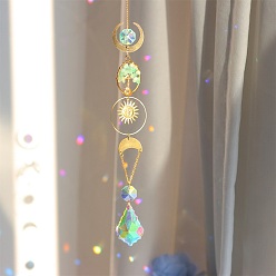 Зеленый Авантюрин Натуральная крошка красного агата, дерево и стеклянные ловцы солнца, подвесные украшения для украшения дома и сада, 430 мм