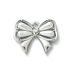 Платина Кулон из сплава и смолы, бантом, платина, 15x18x4 мм, отверстие : 1.4 мм