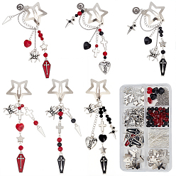 (52) Непрозрачная лаванда Наборы заколок-звездочек для волос своими руками, включая подвески из сплава и ссылку, CCB пластиковые шарики, Стеклянные бусины, выводы из латуни и 304 нержавеющей стали, разноцветные