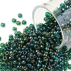 (179) Transparent AB Green Emerald Круглые бусины toho, японский бисер, (179) прозрачный ab зеленый изумруд, 8/0, 3 мм, отверстие : 1 мм, Около 10000 шт / фунт