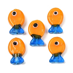 Темно-Оранжевый Бусины лэмпворк , рыба, темно-оранжевый, 19~19.5x12x8.5 мм, отверстие : 1.2~1.8 мм