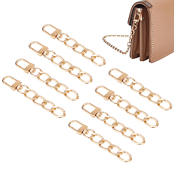 Золотой 8шт. алюминиевые цепи для пандуса, сумка, удлинитель, выводы для цепей, с поворотными застежками сплава, золотые, 79 мм