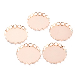 Розовое Золото 304 Настройки нержавеющей стали кабошон, кружева края ободок чашки, плоско-круглые, розовое золото , 21x3 мм лоток: 20 мм