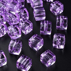 Medium Orchidee Transparente Acryl Perlen, Viereck, Medium Orchidee, 13x12.5x12.5 mm, Bohrung: 3.5 mm, ca. 162 Stk. / 500 g
