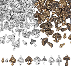 (52) Непрозрачная лаванда 120 шт 12 стили подвески из сплава в тибетском стиле, гриб, разноцветные, 13~30x8~19x3~8 мм, отверстие : 1.5~2.2 мм, 10 шт / стиль