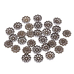 Античная Бронза Железа цветок крышки шарика, многолепестковая филигранная находка, античная бронза, 9 мм, 200 шт / пакет