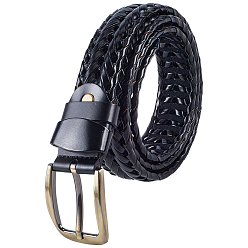 Черный 1Мужские ремни-цепочки из плетеной коровьей кожи, с пряжками из сплава, античная бронза, чёрные, 1210x34.5 мм