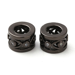 Черный Цвет Металла Стойки обшивки латунь кубического циркония бусы, долговечный, без кадмия и без свинца, полая колонна с ушком, металлический черный , 9x6.2 мм, отверстие : 4.5 мм