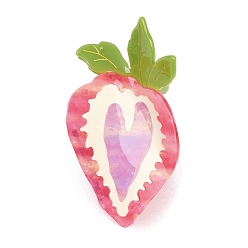 Клубника Заколки для волос с когтями из ацетата целлюлозы (смола), С золотыми результатами железа, клубника, 102x54x78 мм