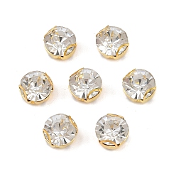 Золотой Плоские круглые пришивные бусины-монти со стразами, с 201 зубцами из нержавеющей стали, аксессуары для одежды, золотые, 8x6.5 мм, отверстия : 1.5 mm и 1.6 мм, 288 шт / пакет