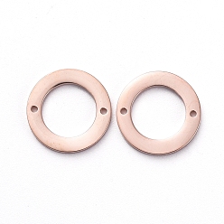 Розовое Золото Вакуумное покрытие pvd 304 соединители из нержавеющей стали для изготовления ювелирных изделий, ручная полировка, кольцо, розовое золото , 10x1 мм, отверстие : 0.6 мм