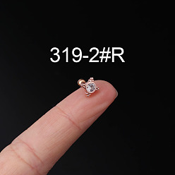 Звезда 316l серьги из хирургической нержавеющей стали с прозрачным кубическим цирконием для хряща, розовое золото , звезда, 6 мм, штифты : 0.8 мм