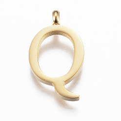 Letter Q 304 подвески из нержавеющей стали, Начальная буква, letter.q, золотые, 18x11x2 мм, отверстие : 2 мм