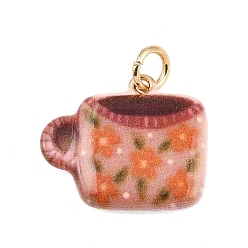 Другие Латунь эмаль подвески, золотой свет, чашка, 18x21x4 мм, Перейти кольцо: 6x1 мм, 4 мм внутренним диаметром