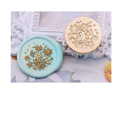 Цветок Круглая золотистая сургучная печать, латунная головка штампа, для приглашений, конверты, подарочная упаковка, цветок, 25 мм