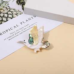Bird Paua Shell Brooches for Backpack Clothes, Bird, 35x55mm