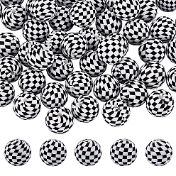 Белый 60шт. непрозрачные силиконовые бусины, круглый с тартаном, белые, 15x14.5 мм, отверстие : 2.3 мм