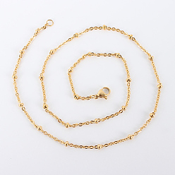 Golden Ion Plating(IP) 304 Stainless Steel Cable Chain Necklaces, with Lobster Claw Clasps, Golden, 17.7 inch(44.9cm), 3mm