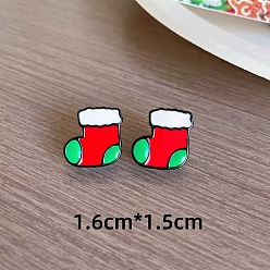 Другие Серьги-гвоздики из смолы с рождественской тематикой, с фурнитурой латунной для серег, красные, чулки, 16x15 мм
