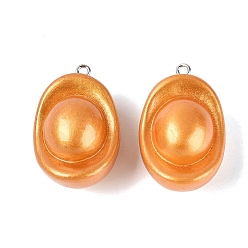 Orange Opaque Resin Pendants, Ingot Charms, with Platinum Iron Loop, Orange, 34~35x22x19.5mm, Hole: 2mm