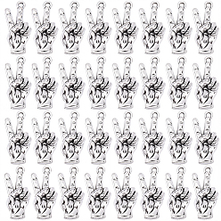 Античное Серебро 40 шт. Подвески из сплава в тибетском стиле, амулеты со знаком победы, античное серебро, 20x10 мм, отверстие : 3 мм