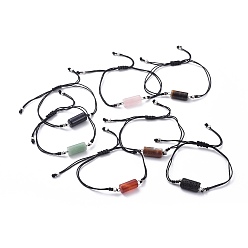 Смешанные камни Регулируемые унисекс плетеные браслеты из бисера с нейлоновой нитью, с натуральными и синтетическими бусинами из драгоценных камней и латунными бусинами с платиновым покрытием, 2~8 см