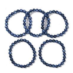 Кианит Натуральный кианит бусины эластичные браслеты для мужчин и женщин, внутренний диаметр: 2-1/8~2-1/4 дюйм (5.5~5.85 см)