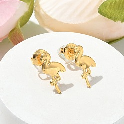 Crane 304 серьги-гвоздики из нержавеющей стали для женщин, золотые, кран, 15x8.5 мм